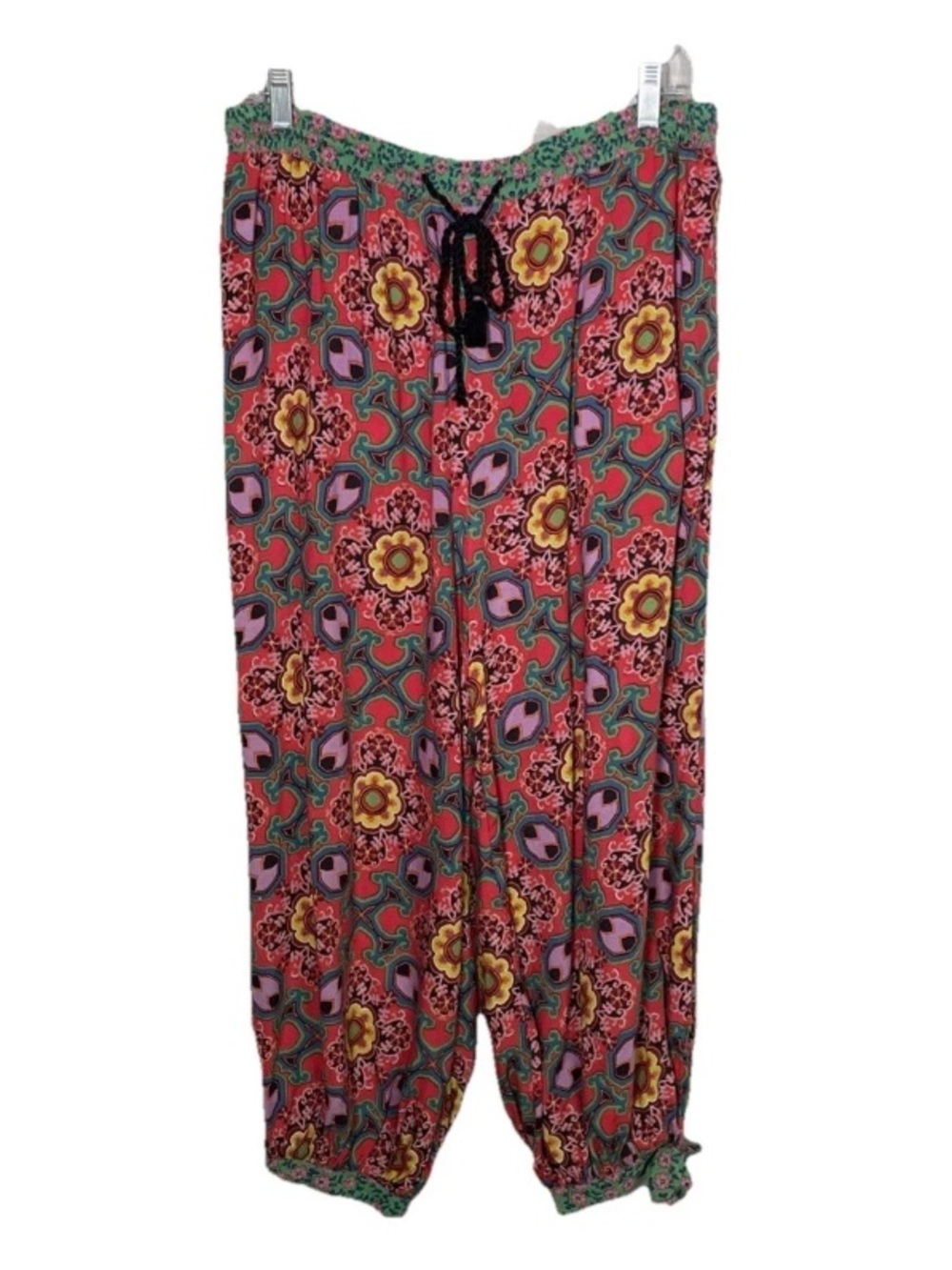 Anthropologie Joanie Harem Pants Modal Size M Colorful Floral Cropped Drawstring